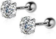 stunning 20g crystal cartilage stud earrings in sterling silver - hypoallergenic women's jewelry logo