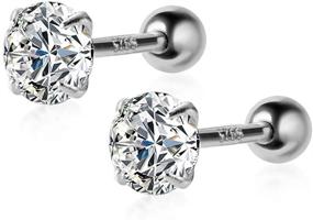 img 4 attached to Stunning 20G Crystal Cartilage Stud Earrings in Sterling Silver - Hypoallergenic Women's Jewelry