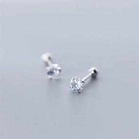 img 3 attached to Stunning 20G Crystal Cartilage Stud Earrings in Sterling Silver - Hypoallergenic Women's Jewelry