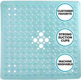 img 1 attached to 🚿 Enhanced Slip-Resistant Aqua Square Shower Stall Mat by SlipX Solutions (21 Inch Sides, 160 Suction Cups, Superior Drainage)
