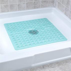 img 4 attached to 🚿 Enhanced Slip-Resistant Aqua Square Shower Stall Mat by SlipX Solutions (21 Inch Sides, 160 Suction Cups, Superior Drainage)