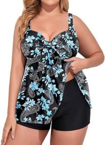 img 2 attached to 🩱 Holipick Plus Size Swimsuit for Women: Two Piece Tankini Bathing Suits with Tummy Control Swim Top and Shorts Swimdress