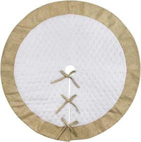 img 3 attached to 🎄 Meriwoods 48 Inch Burlap Quilted Tree Skirt: Rustic Xmas Decor with Linen & White Accents