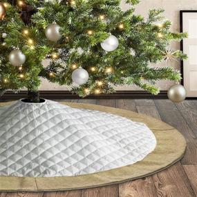 img 4 attached to 🎄 Meriwoods 48 Inch Burlap Quilted Tree Skirt: Rustic Xmas Decor with Linen & White Accents