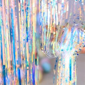 img 3 attached to 🎉 Iridescent Foil Fringe Curtain: Asunflower Metallic Party Backdrop - Multicolor Door Streamers for Holidays & Photos