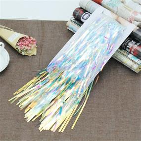 img 1 attached to 🎉 Iridescent Foil Fringe Curtain: Asunflower Metallic Party Backdrop - Multicolor Door Streamers for Holidays & Photos