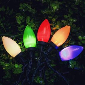 img 3 attached to RECESKY C9 Christmas String Lights - Vibrant 50 LED Outdoor Bulb Light Set with 8 Modes, Extendable for Patio Yard Xmas Decorations - Multi Color