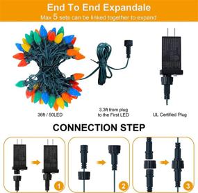 img 2 attached to RECESKY C9 Christmas String Lights - Vibrant 50 LED Outdoor Bulb Light Set with 8 Modes, Extendable for Patio Yard Xmas Decorations - Multi Color