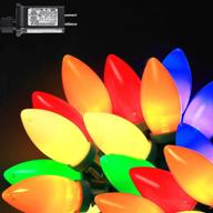 recesky c9 christmas string lights - vibrant 50 led outdoor bulb light set with 8 modes, extendable for patio yard xmas decorations - multi color logo