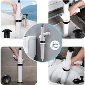img 1 attached to 🔧 BIZBON 9-in-1 White Air Pressure Plunger Kit - High Pressure Drain Blaster Gun for Clogged Toilets, Sinks, and Tubs - Dashboard Barometer Included