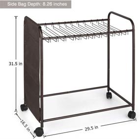 img 3 attached to 👖 Trouser Trolley Closet Organizer with 20 Hangers, Side Bag - Metal Pants Hanger for Dress Jeans Skirts