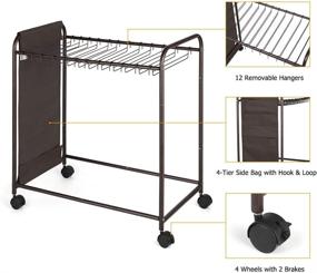 img 1 attached to 👖 Trouser Trolley Closet Organizer with 20 Hangers, Side Bag - Metal Pants Hanger for Dress Jeans Skirts