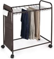 👖 trouser trolley closet organizer with 20 hangers, side bag - metal pants hanger for dress jeans skirts logo