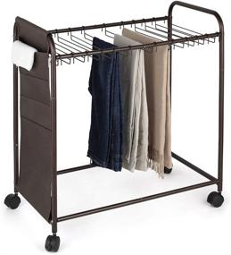 img 4 attached to 👖 Trouser Trolley Closet Organizer with 20 Hangers, Side Bag - Metal Pants Hanger for Dress Jeans Skirts