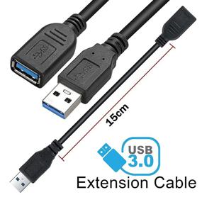 img 3 attached to 🔌 SaiTech IT 4 шт. Короткий удлинительный кабель USB 3.0 15 см: Кабель-удлинитель от мужчины к женщине