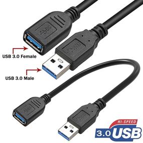 img 2 attached to 🔌 SaiTech IT 4 шт. Короткий удлинительный кабель USB 3.0 15 см: Кабель-удлинитель от мужчины к женщине