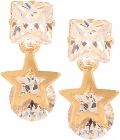 img 3 attached to 💎 Rhodium Plated Crystal Star Stud Drop Earring Set by Ethnadore Fashion - Jewelry