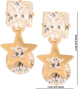 img 1 attached to 💎 Rhodium Plated Crystal Star Stud Drop Earring Set by Ethnadore Fashion - Jewelry