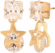 💎 rhodium plated crystal star stud drop earring set by ethnadore fashion - jewelry logo