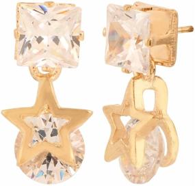 img 4 attached to 💎 Rhodium Plated Crystal Star Stud Drop Earring Set by Ethnadore Fashion - Jewelry