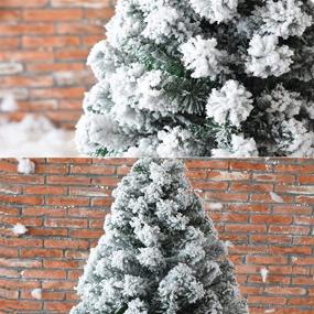 img 1 attached to 🎄 CHICHIC 3ft Mini Flocked Christmas Trees Small Snow Artificial Tabletop Tree Realistic Miniature Desk Decor, 120 Branch Tips, White - Faux Xmas Decorations