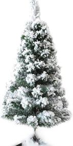 img 4 attached to 🎄 CHICHIC 3ft Mini Flocked Christmas Trees Small Snow Artificial Tabletop Tree Realistic Miniature Desk Decor, 120 Branch Tips, White - Faux Xmas Decorations