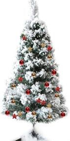 img 2 attached to 🎄 CHICHIC 3ft Mini Flocked Christmas Trees Small Snow Artificial Tabletop Tree Realistic Miniature Desk Decor, 120 Branch Tips, White - Faux Xmas Decorations