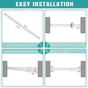 img 1 attached to 🔧 Blu-Pier Tech Upgrade Tension Rods - 28 to 43 inch Adjustable Heavy Duty Curtain Rod 1 Pack - White, Ideal for Windows, Curtains, Doorways, Bathrooms, Closets