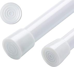 img 4 attached to 🔧 Blu-Pier Tech Upgrade Tension Rods - 28 to 43 inch Adjustable Heavy Duty Curtain Rod 1 Pack - White, Ideal for Windows, Curtains, Doorways, Bathrooms, Closets