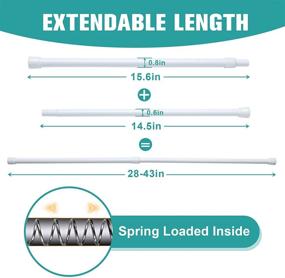 img 3 attached to 🔧 Blu-Pier Tech Upgrade Tension Rods - 28 to 43 inch Adjustable Heavy Duty Curtain Rod 1 Pack - White, Ideal for Windows, Curtains, Doorways, Bathrooms, Closets