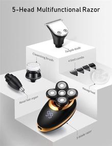 img 1 attached to 🪒 5 in 1 Electric Shavers for Men – Effortlessly Bald Head Shavers! Waterproof, USB Rechargeable & Multifunctional Grooming Kit with LED Display