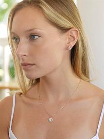 img 2 attached to 💎 Ожерелье и серьги с кубическим цирконием в форме круга с окаймлением - Mariell Ultra Dainty в покрытии 14К розовым золотом на 10,5 мм