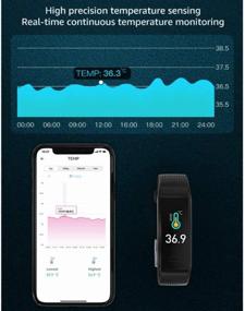 img 3 attached to 📱 Smart Fitness Tracker with Heart Rate, Blood Pressure, Blood Oxygen, Sleep, and Temperature Monitoring - Activity Tracker Pedometer for iPhone & Android Phones - Ideal for Kids, Men, and Women (Black)