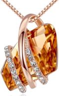 ожерелье с подвеской со стразами birthstone crystal от leafael - 18k розовое золото покрыто/серебряное, длина 18 дюймов + 2 дюйма удлинитель логотип