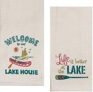 🏞️ kay dee designs lake house embroidered kitchen towels set - nautical hand towels with boats and paddles, perfect for outdoor camping, boating, and household cleaning logo