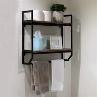 🛁 black industrial 23.6" bathroom shelves wall mounted with 2-tier rustic design: floating shelves for extra storage and towel bar for convenience логотип