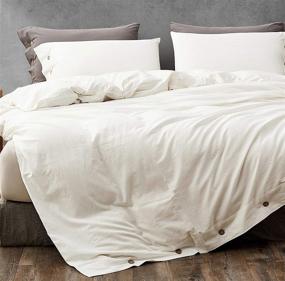 img 4 attached to 🛏️ Melingo White Organic Cotton Duvet Cover Queen Full Size: Soft, Cooling, Breathable Bedding Collection - Button Closure, 3-Piece Solid Color (1 Comforter Cover + 2 Pillow Cases)