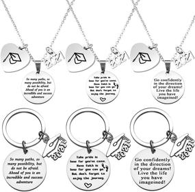 img 4 attached to 🎓 Class of 2021 Graduation Keychain Necklace Set – Inspirational Pendant Jewelry for Him or Her, High School College Graduate Girls Boys, Daughter Son. Perfect Graduation Gift with Pink Gift Box Included