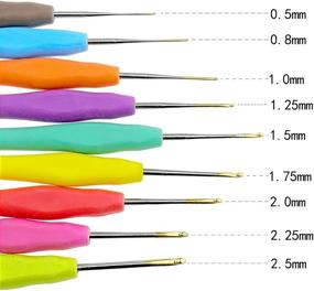 img 1 attached to 9-Piece Aluminum Crochet Hooks with 🧶 Plastic Handles: 0.02-0.1 Inch Range Knitting Set