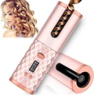 cordless auto hair curler: advanced portable rechargeable ceramic barrel curling iron with 6 temps & timers - innovative rotating hair styling tool logo