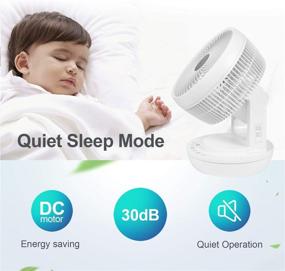 img 2 attached to 🌀 MYCARBON Quiet Air Circulator Fan: Powerful DC Motor Desk Fan with Remote, 8 Speeds, 3 Modes, 8H Timer - Perfect Cooling Table Fan for Bedroom, Offices, or Whole Room