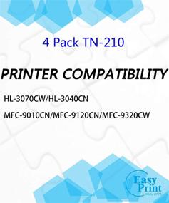 img 1 attached to 🖨️ (4-Pack, Black+Cyan+Magenta+Yellow) Compatible TN 210 TN210 Toner Cartridges for Brother MFC-9120CN 9320CW 9010CN HL-3070CW 3075CW 3040CN 3045CN Printer, by EasyPrint