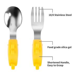 img 2 attached to 🐋 Whale-themed Toddler Silverware Set: Cartoon Handled Utensils with Travel Carrying Cases for Self Feeding, Silicone and Stainless Steel Baby Fork and Spoon in Yellow