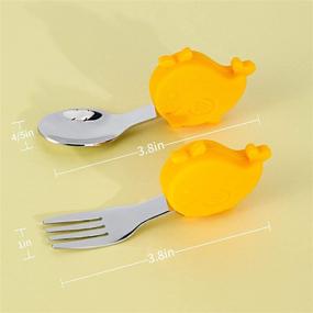 img 1 attached to 🐋 Whale-themed Toddler Silverware Set: Cartoon Handled Utensils with Travel Carrying Cases for Self Feeding, Silicone and Stainless Steel Baby Fork and Spoon in Yellow