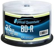 optical quantum oqbdr06lt-50 6x 25 gb bd-r single layer blu-ray recordable blank media: high-quality logo top, 50-disc spindle for superior data storage logo