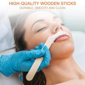 img 1 attached to 🪒 400 Count Large Wooden Waxing Spatulas with Non-Woven White Wax Strips - Hair Removal Kit for Men and Women, Ideal for Brazilian Eyebrow Home Body Waxing - Prime