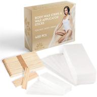 🪒 400 count large wooden waxing spatulas with non-woven white wax strips - hair removal kit for men and women, ideal for brazilian eyebrow home body waxing - prime logo