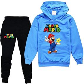 img 4 attached to 🎮 Детский комплект худи и спортивная олимпийка Meina Kids Super Mario - костюм для бега из костюма-толстовки для мальчиков и девочек.