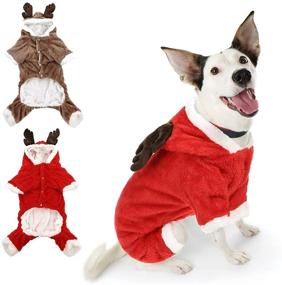 img 4 attached to 🦌 KOESON Christmas Reindeer Dog Costumes | Elk Pet Festival Cosplay Apparel – Puppy Cold Weather Warm Coat for Holidays | Winter Hooded Jumpsuit Outfit for Small Dogs and Cats