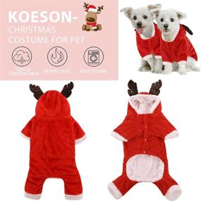 img 3 attached to 🦌 KOESON Christmas Reindeer Dog Costumes | Elk Pet Festival Cosplay Apparel – Puppy Cold Weather Warm Coat for Holidays | Winter Hooded Jumpsuit Outfit for Small Dogs and Cats